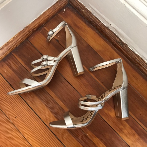 Sam Edelman Tammie Silver Ankle Strap Sandals - Picture 1 of 12